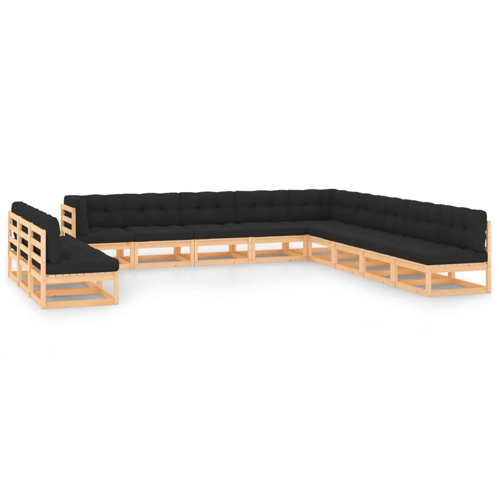Vixl Set Mobilier Grădină Perne, 12 Piese, , Lemn Masiv Pin