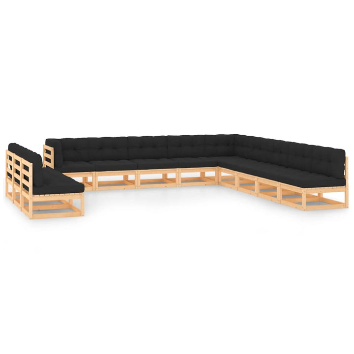 Vixl Set Mobilier Grădină Perne, 12 Piese, , Lemn Masiv Pin