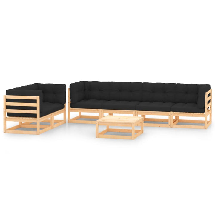 Vixl Set Mobilier Grădină Cu Perne, 7 Piese, , Lemn Masiv Pin