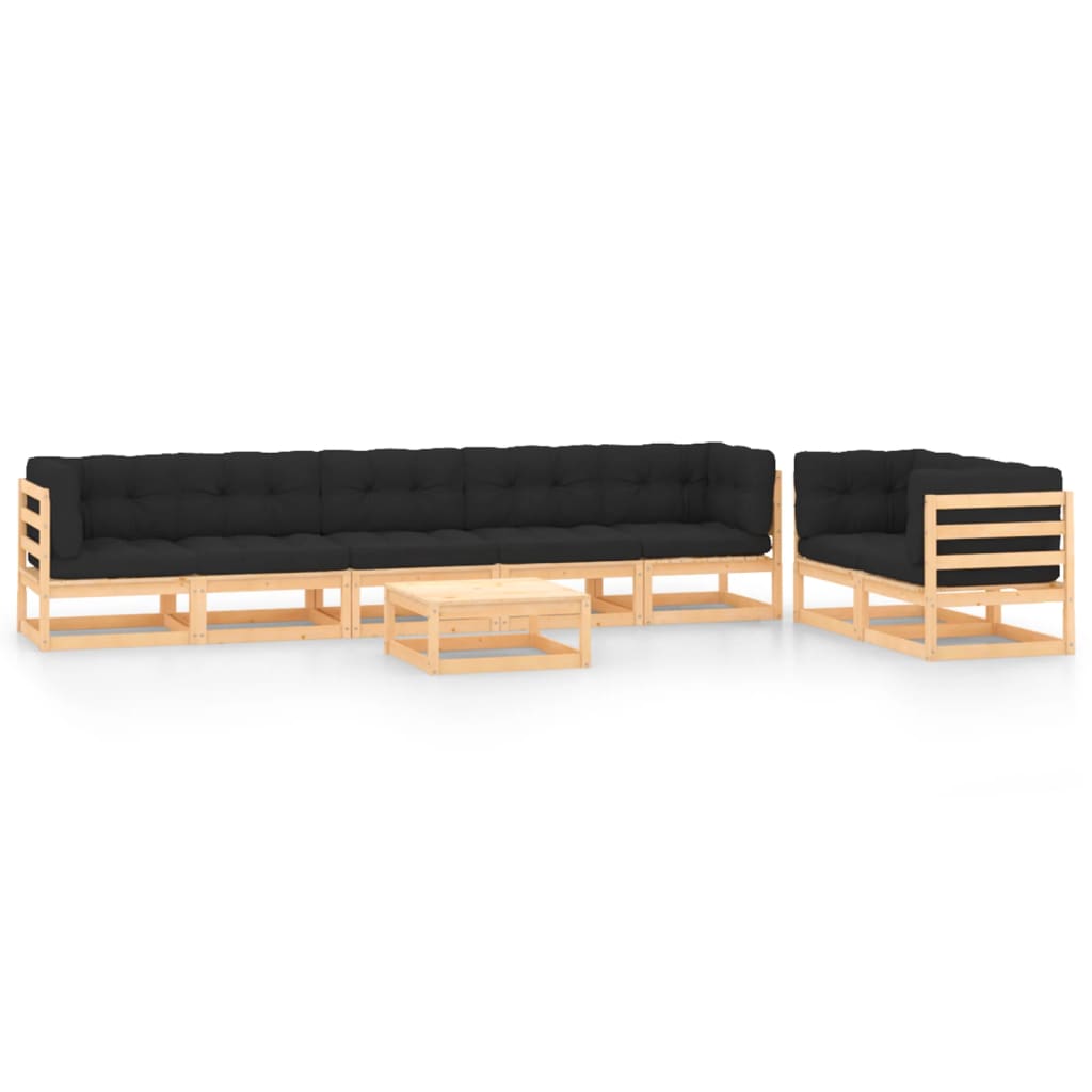 Vixl Set Mobilier Grădină, Perne, 8 Piese, Lemn Masiv Pin