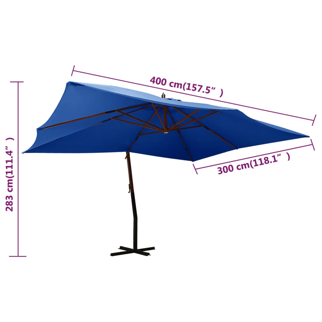 Umbrelă De Grădină Consolă Stâlp Lemn 400 X 300Cm