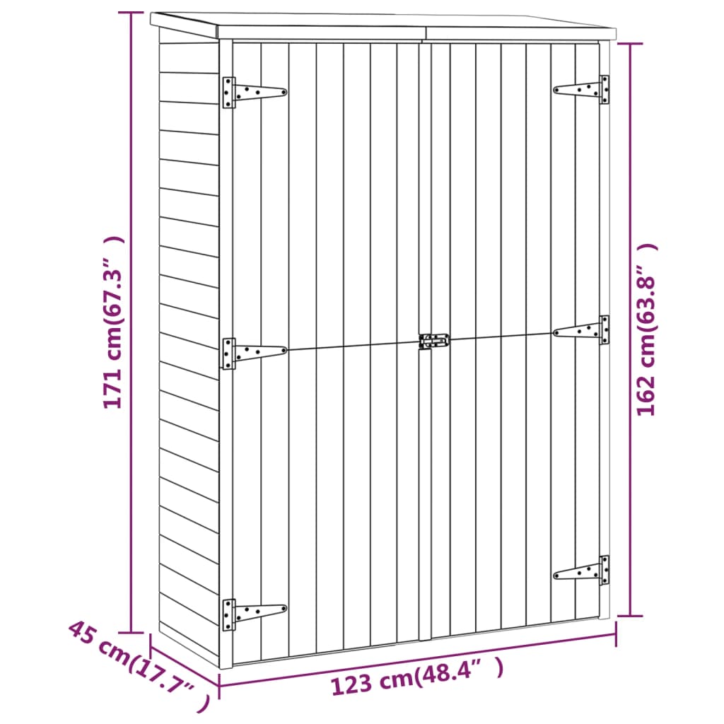 Magazie De Unelte De Grădină 123X45X171Cm Lemn Masiv Pin Tratat