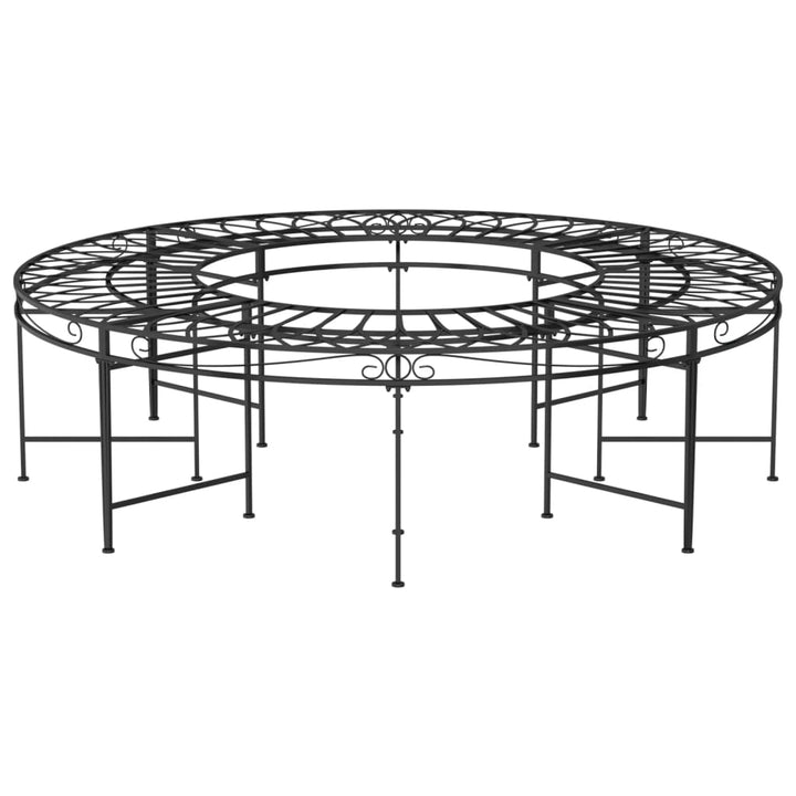 Bancă Circulară De Copac, Negru, Ø160 Cm, Oțel