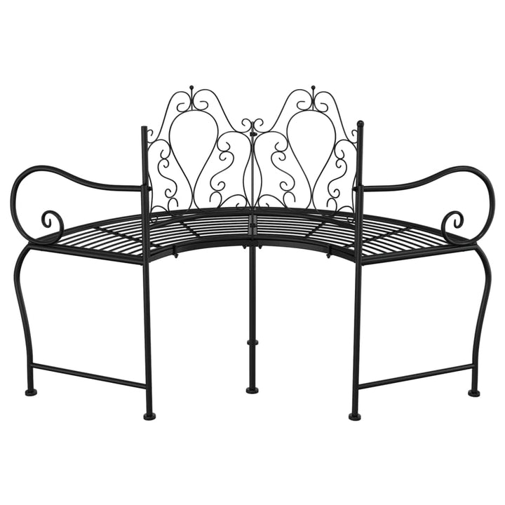 Bancă Circulară De Copac, Negru, 150 Cm, Oțel