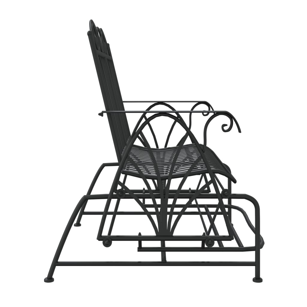 Bancă Glisantă Cu 2 Locuri, Negru, 114 Cm, Oțel