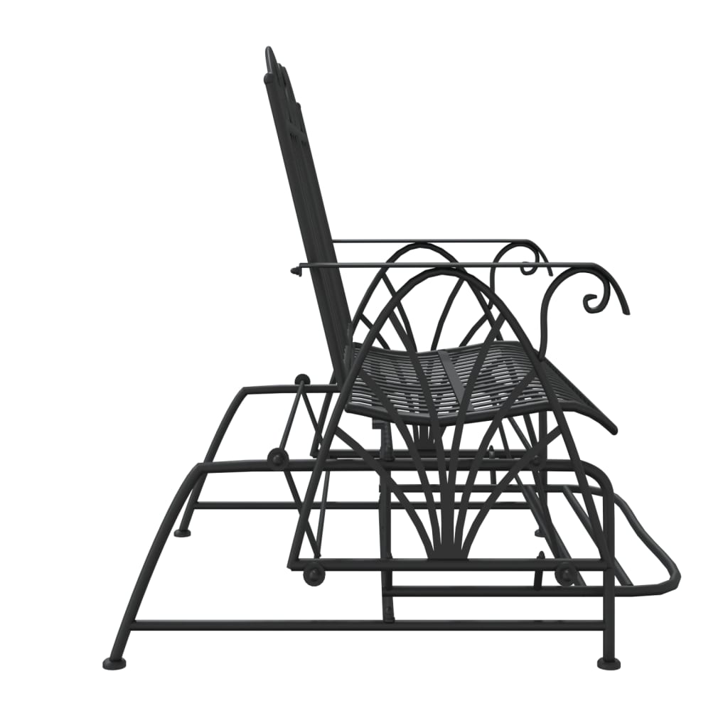 Bancă Glisantă Cu 2 Locuri, Negru, 114 Cm, Oțel