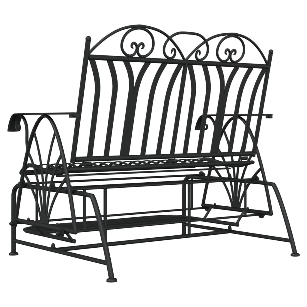 Bancă Glisantă Cu 2 Locuri, Negru, 114 Cm, Oțel