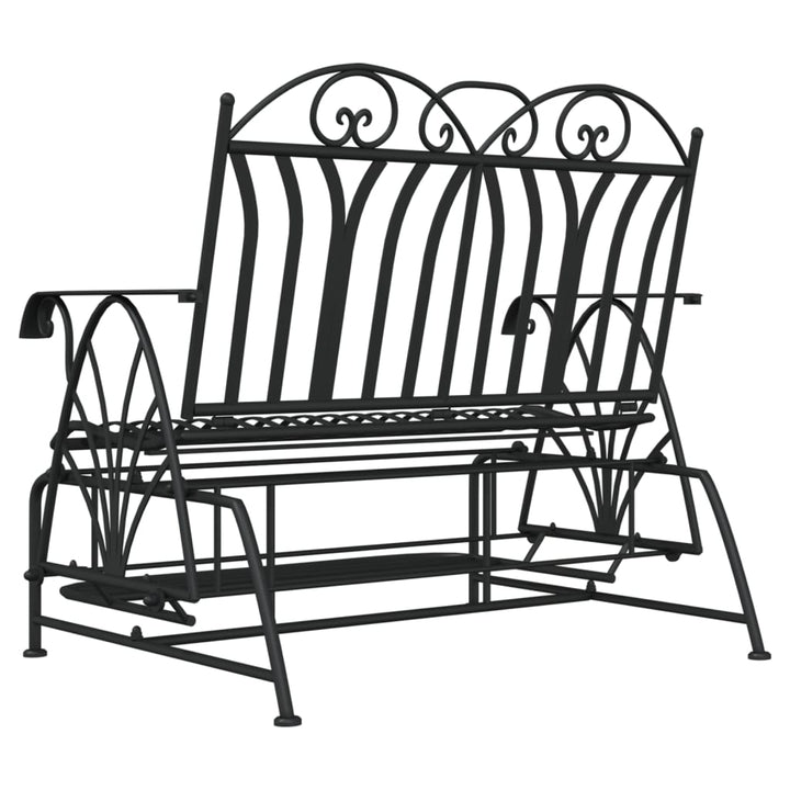 Bancă Glisantă Cu 2 Locuri, Negru, 114 Cm, Oțel