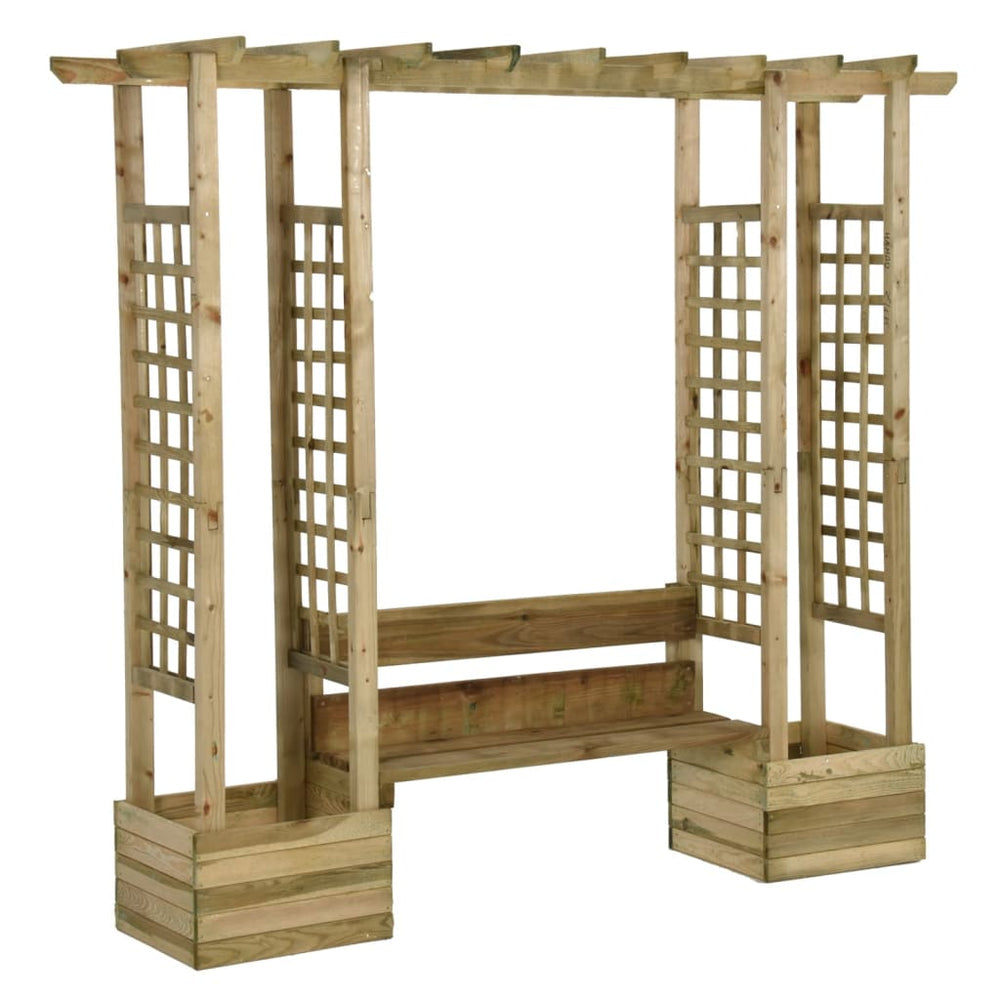Pergolă De Grădină Cu Bancă Și Jardinieră Lemn Masiv Pin Tratat
