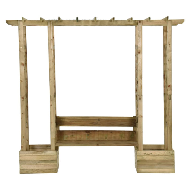 Pergolă De Grădină Cu Bancă Și Jardinieră Lemn Masiv Pin Tratat