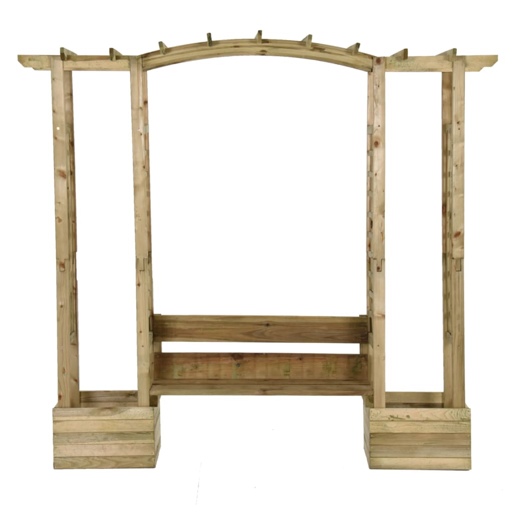 Pergolă De Grădină Cu Bancă Și Jardiniere Lemn Masiv Pin Tratat