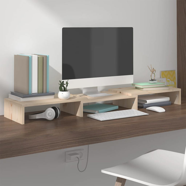 Stand Pentru Monitor, 80X24X10,5 Cm, Lemn Masiv De Pin