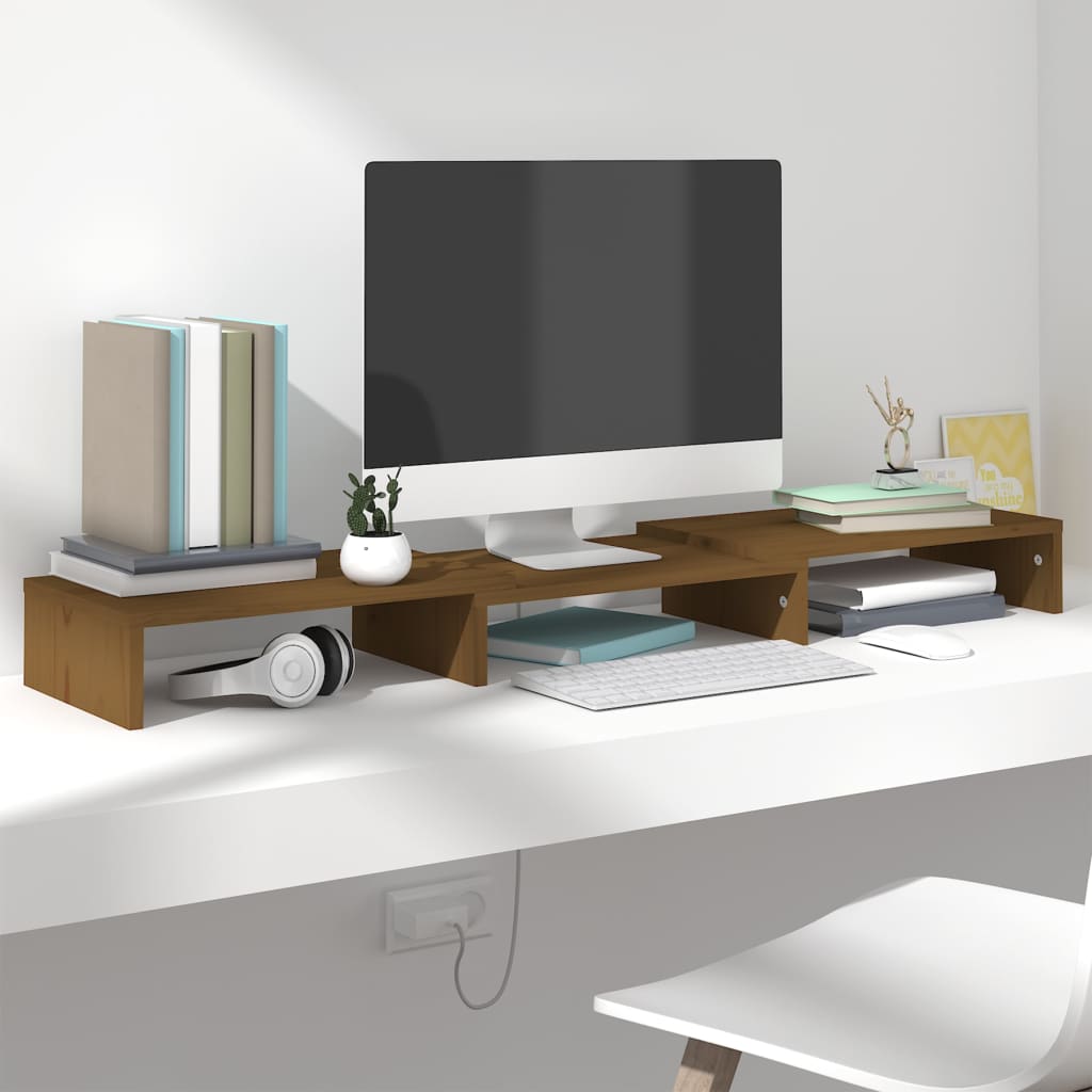 Stand Pentru Monitor, 80X24X10,5 Cm, Lemn Masiv De Pin
