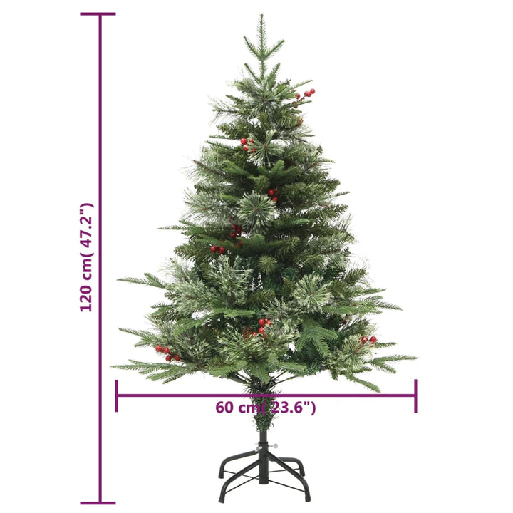 Brad De Crăciun Pre-Iluminat Conuri De Pin Verde 120 Cm Pvc/Pe