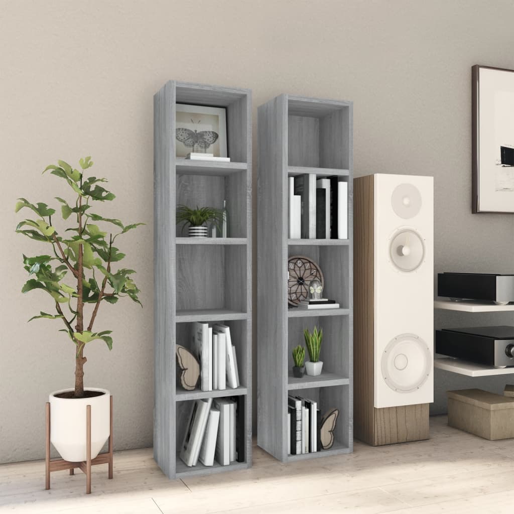 Dulap Cd-Uri 2 Buc. Stejar Maro 21X16X93,5 Cm Lemn Prelucrat