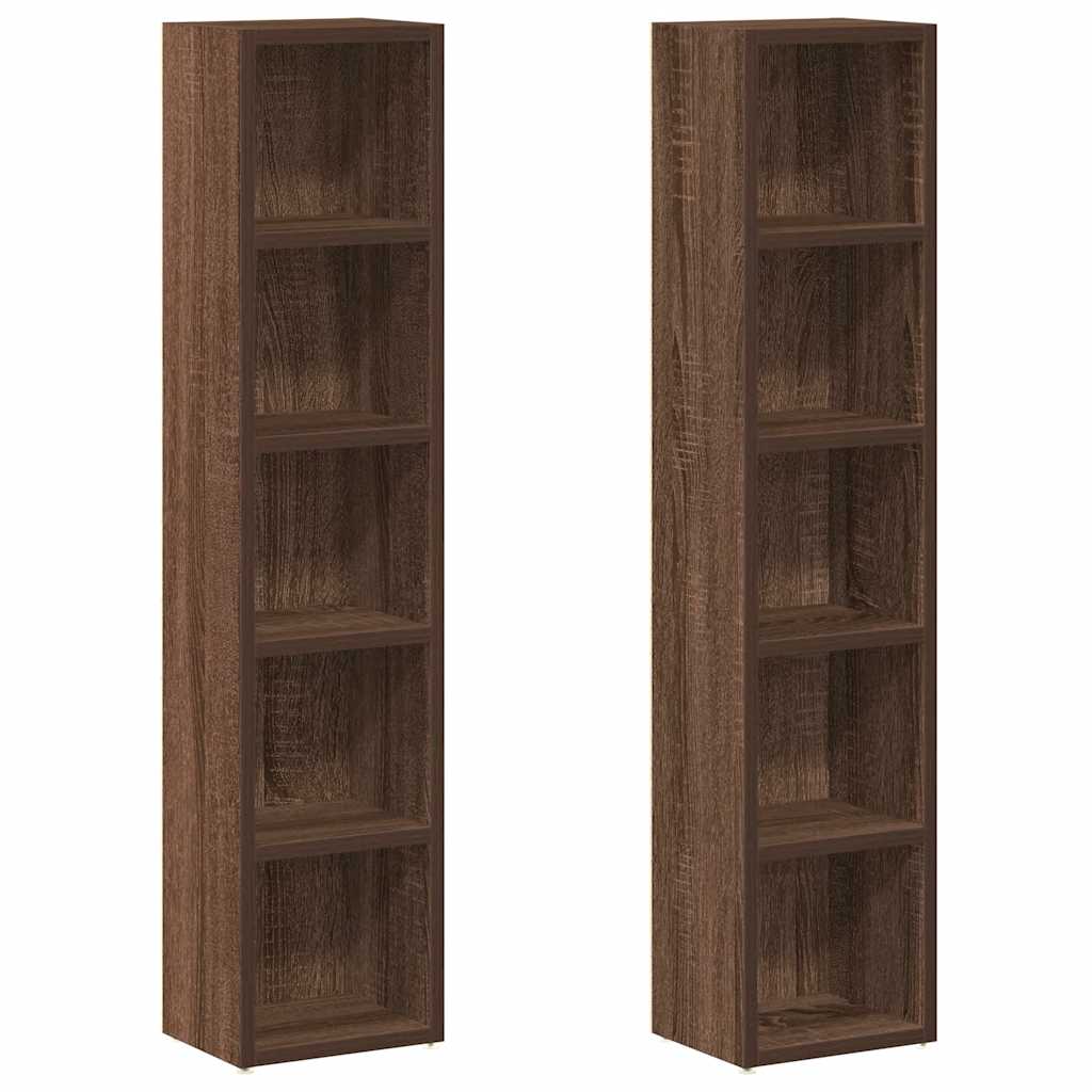 Dulap Cd-Uri 2 Buc. Stejar Maro 21X16X93,5 Cm Lemn Prelucrat