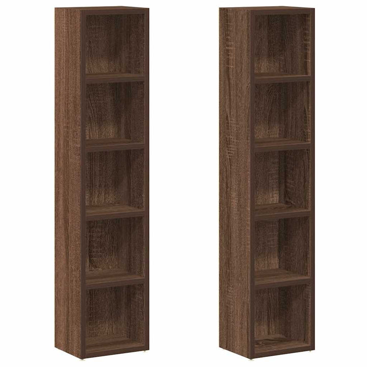 Dulap Cd-Uri 2 Buc. Stejar Maro 21X16X93,5 Cm Lemn Prelucrat