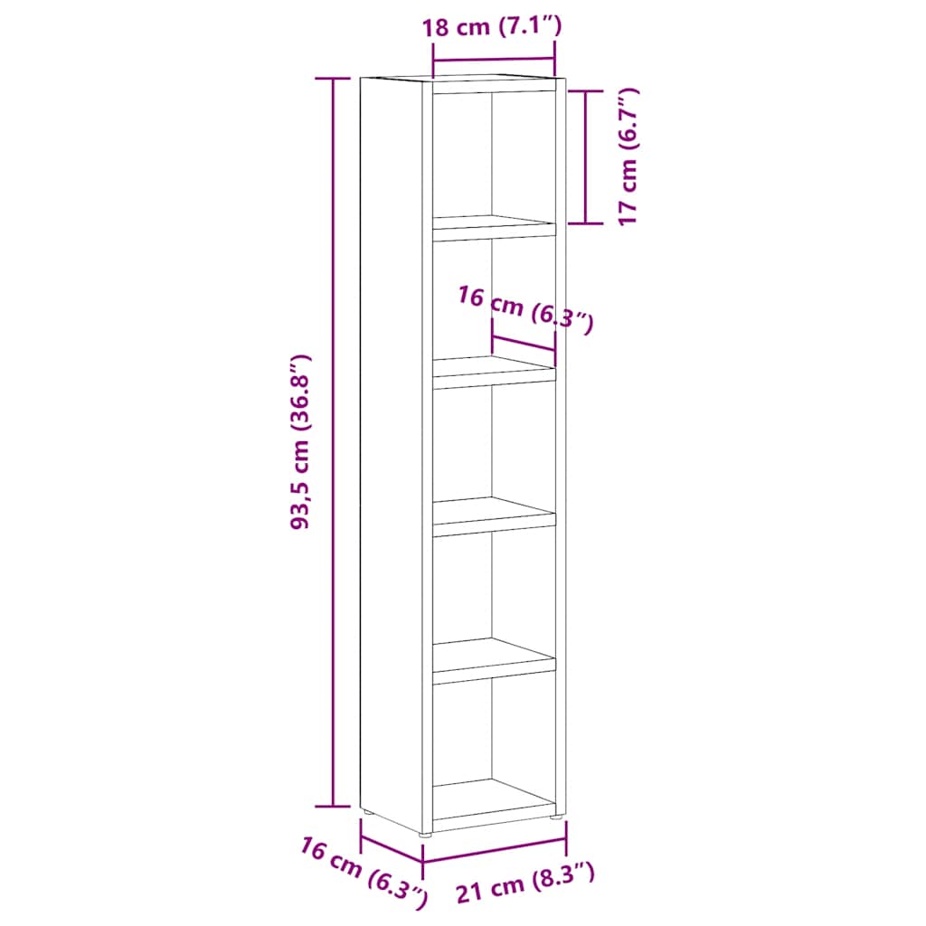 Dulap Cd-Uri 2 Buc. Stejar Maro 21X16X93,5 Cm Lemn Prelucrat