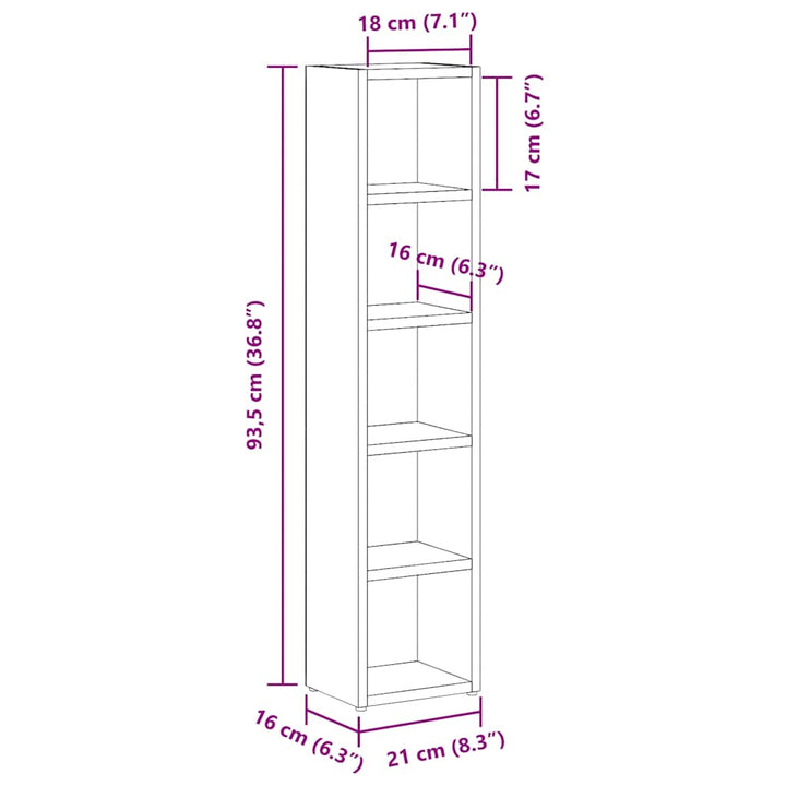 Dulap Cd-Uri 2 Buc. Stejar Maro 21X16X93,5 Cm Lemn Prelucrat