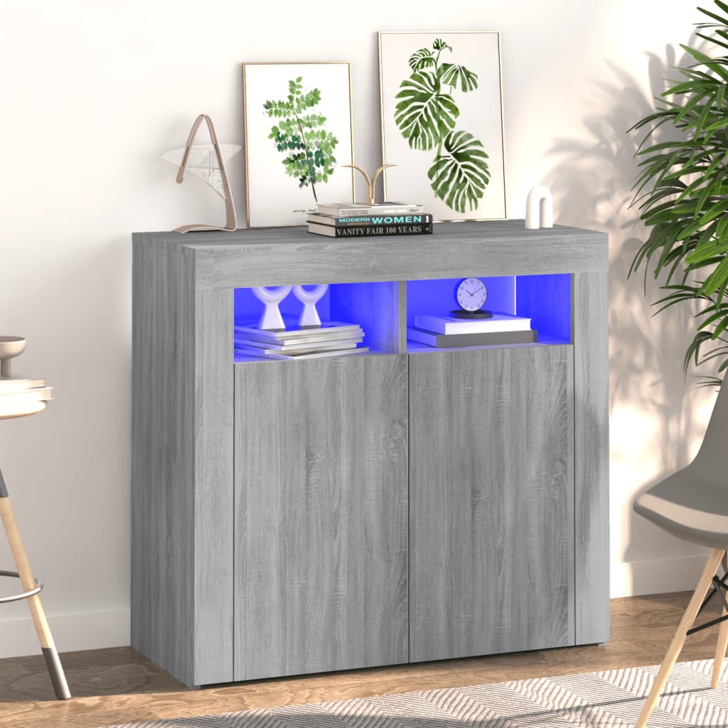 Servantă Cu Lumini Led, Alb Extra Lucios,115,5X30X75 Cm