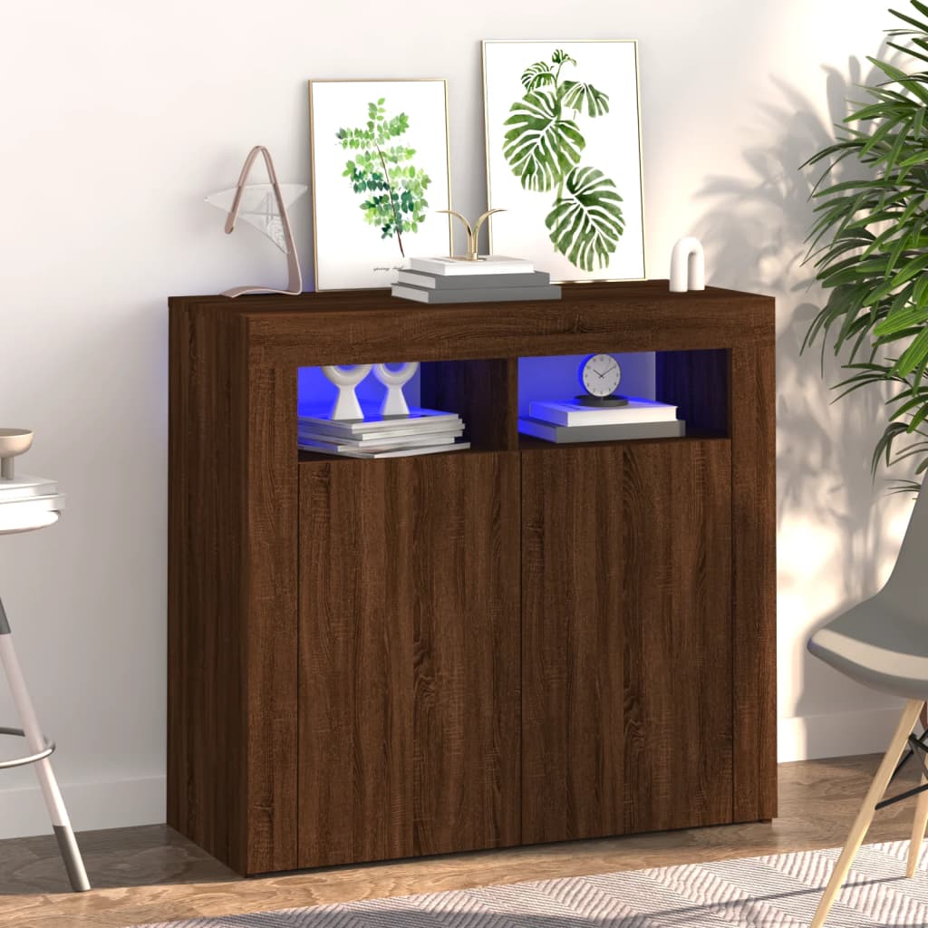 Servantă Cu Lumini Led, Alb Extra Lucios,115,5X30X75 Cm