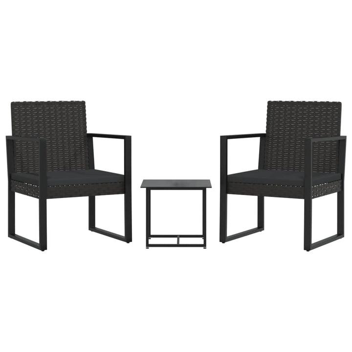 Set Mobilier De Grădină Cu Perne, 3 Piese, Negru, Poliratan
