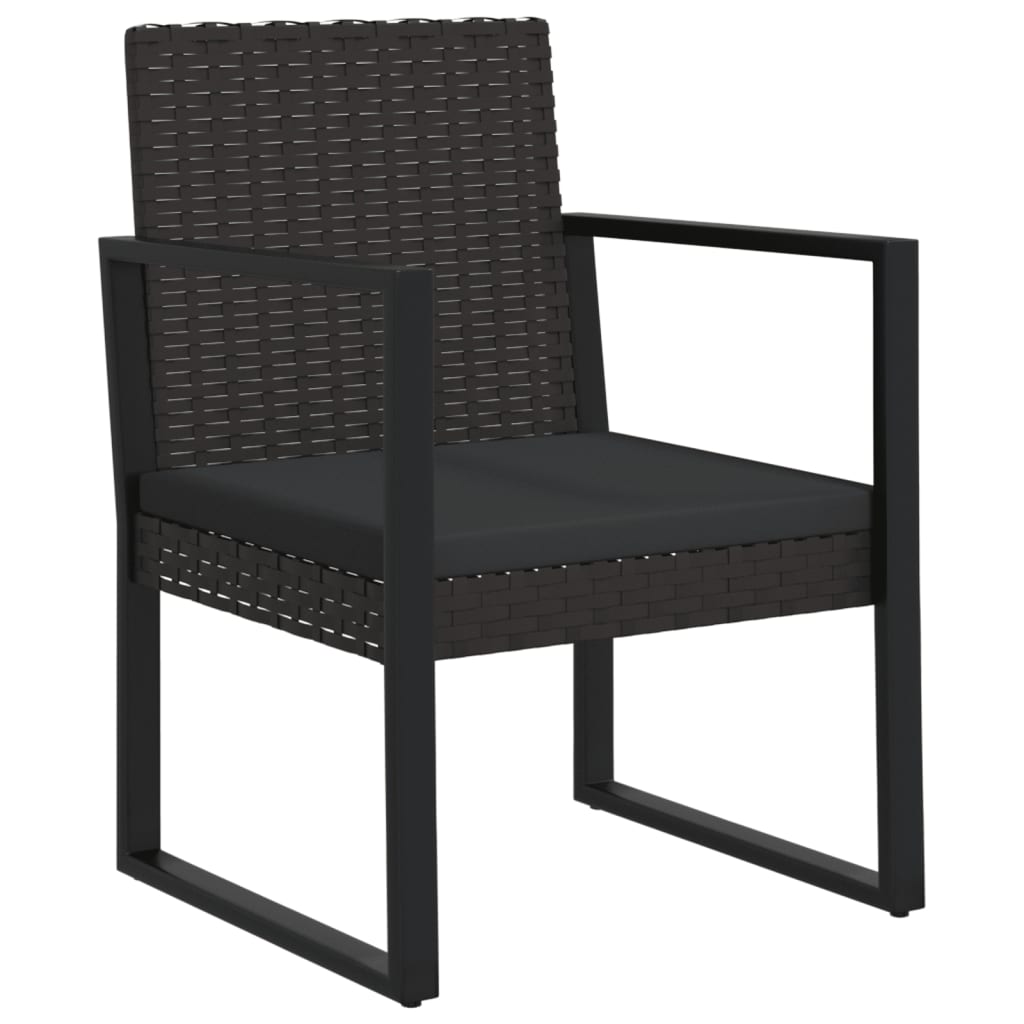 Set Mobilier De Grădină Cu Perne, 3 Piese, Negru, Poliratan