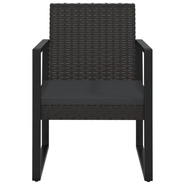 Set Mobilier De Grădină Cu Perne, 3 Piese, Negru, Poliratan
