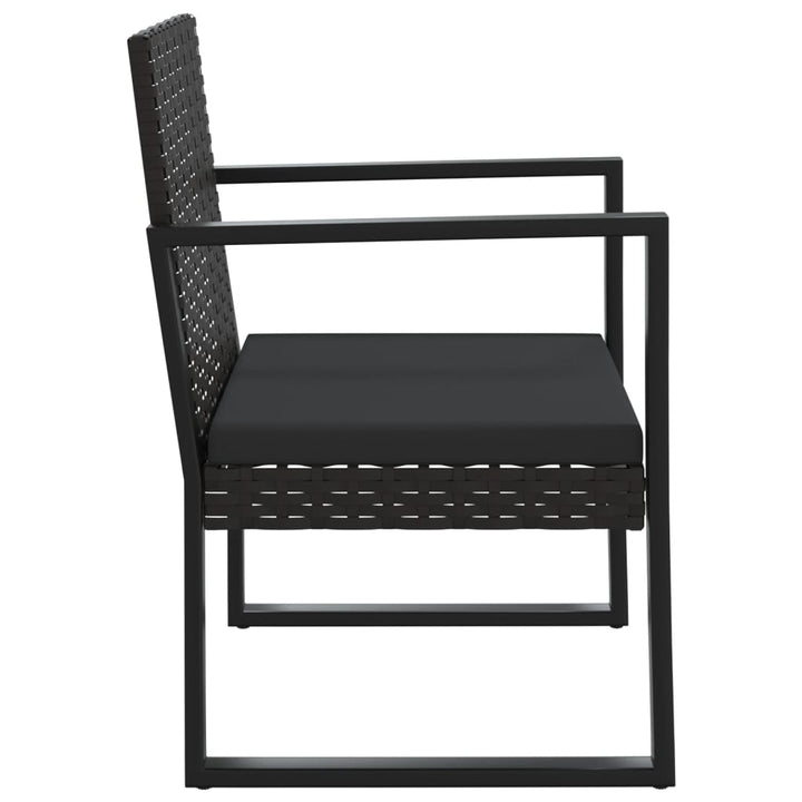 Set Mobilier De Grădină Cu Perne, 3 Piese, Negru, Poliratan