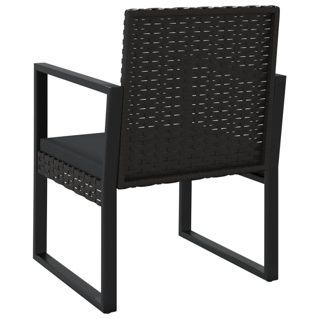 Set Mobilier De Grădină Cu Perne, 3 Piese, Negru, Poliratan