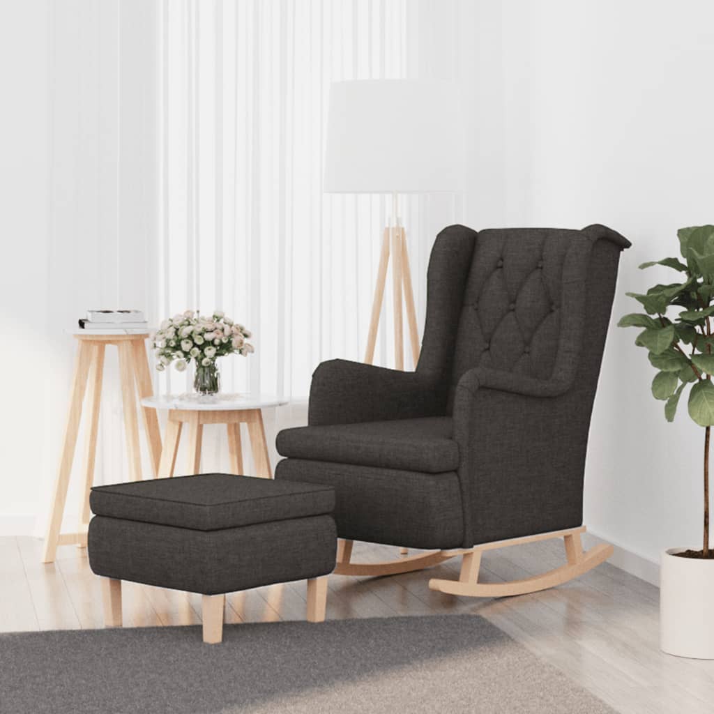 Fotoliu Cu Picioare Balansoar Din Lemn De Hevea, , Textil
