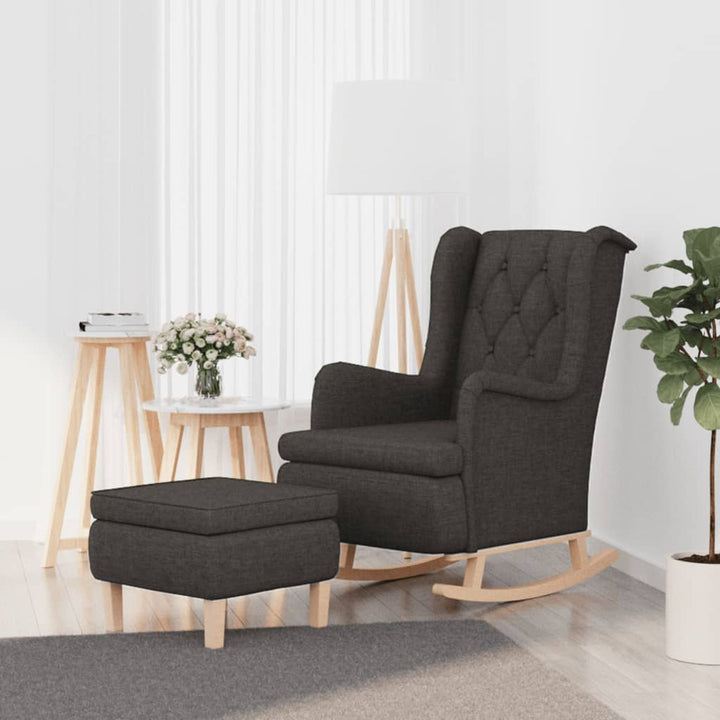 Fotoliu Cu Picioare Balansoar Din Lemn De Hevea, , Textil