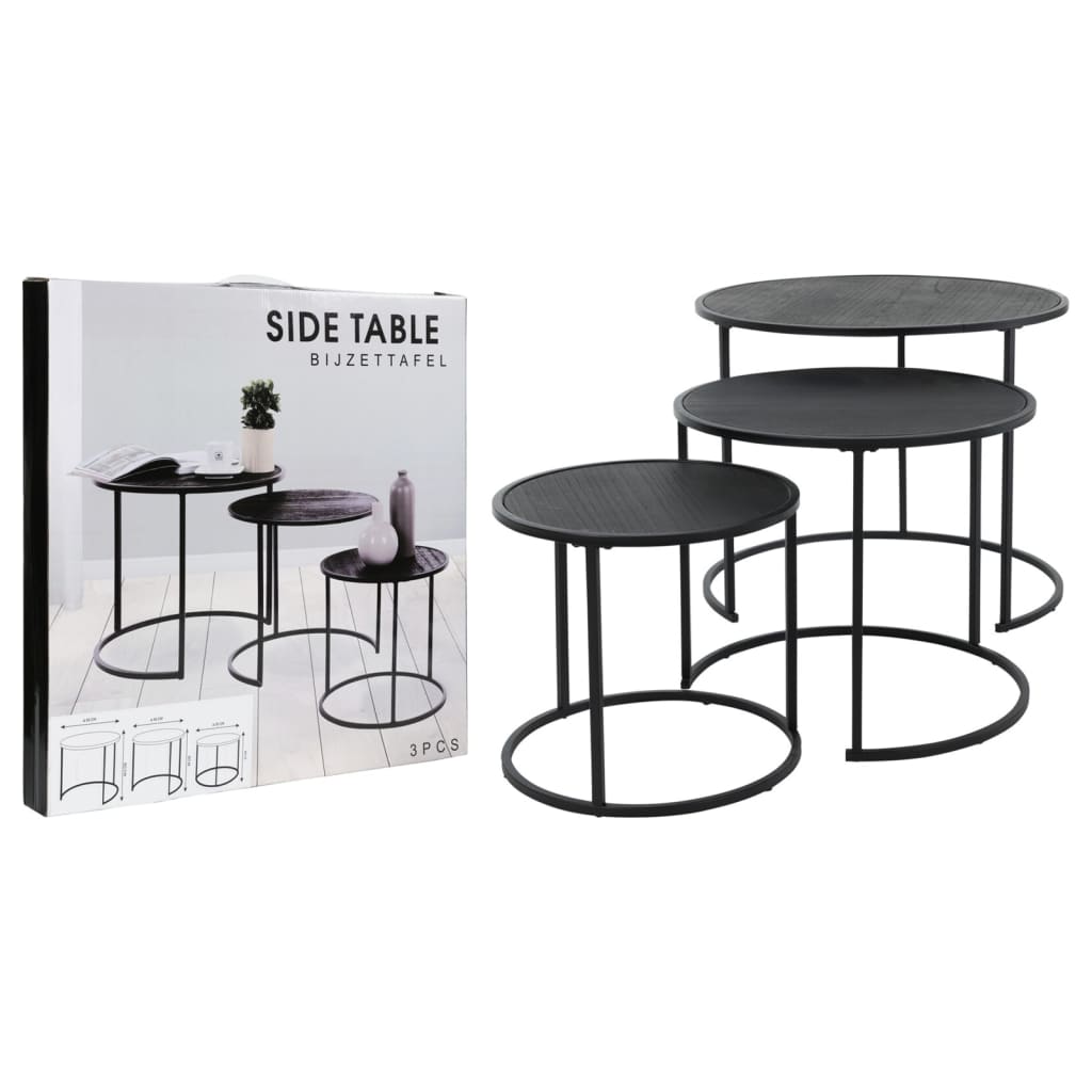 H&S Collection Set De Mese Laterale, 3 Piese, Negru