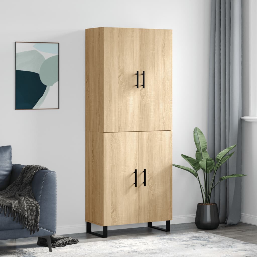 Dulap Înalt, Gri Sonoma, 69,5X34X180 Cm, Lemn Compozit