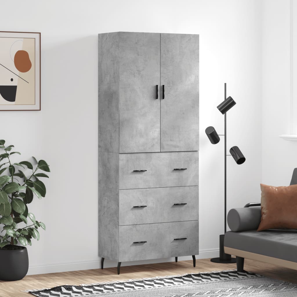 Dulap Înalt, Gri Sonoma, 69,5X34X180 Cm, Lemn Compozit