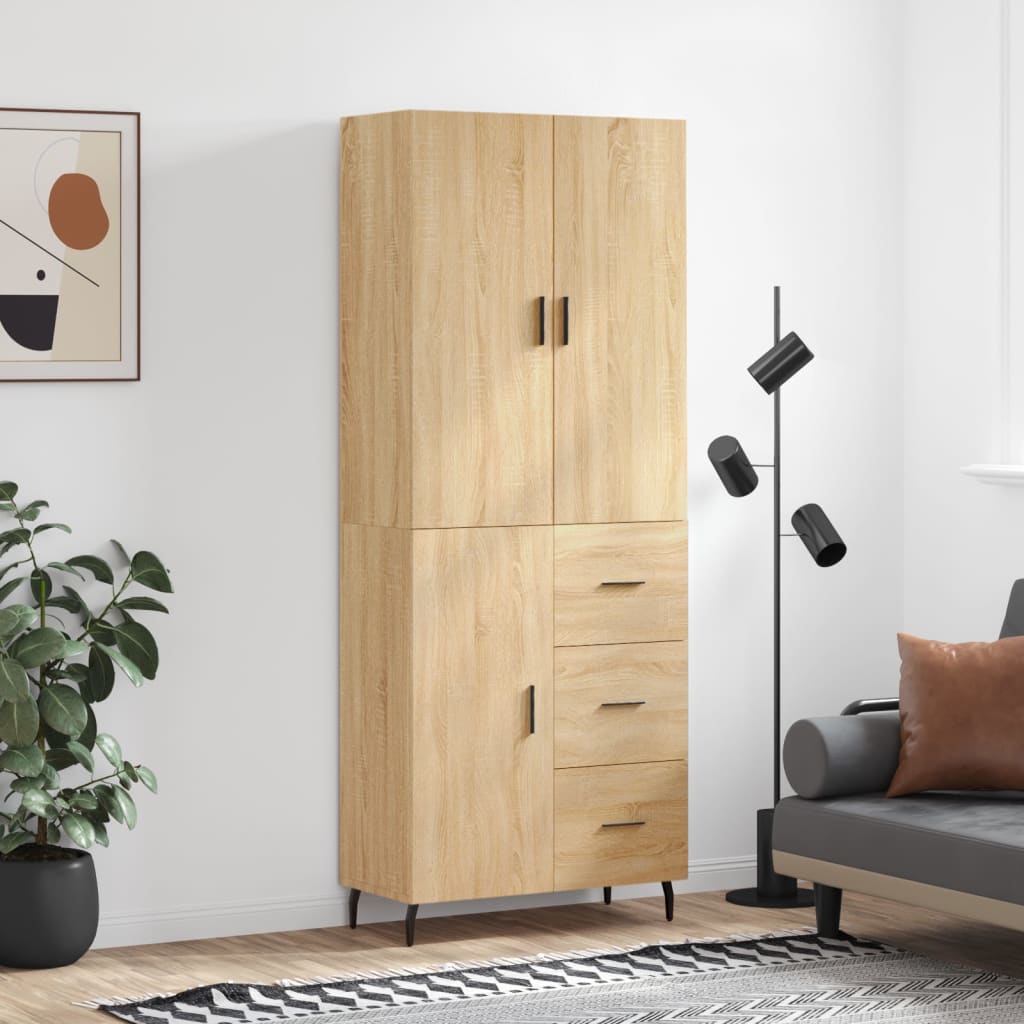 Dulap Înalt, Gri Sonoma, 69,5X34X180 Cm, Lemn Compozit