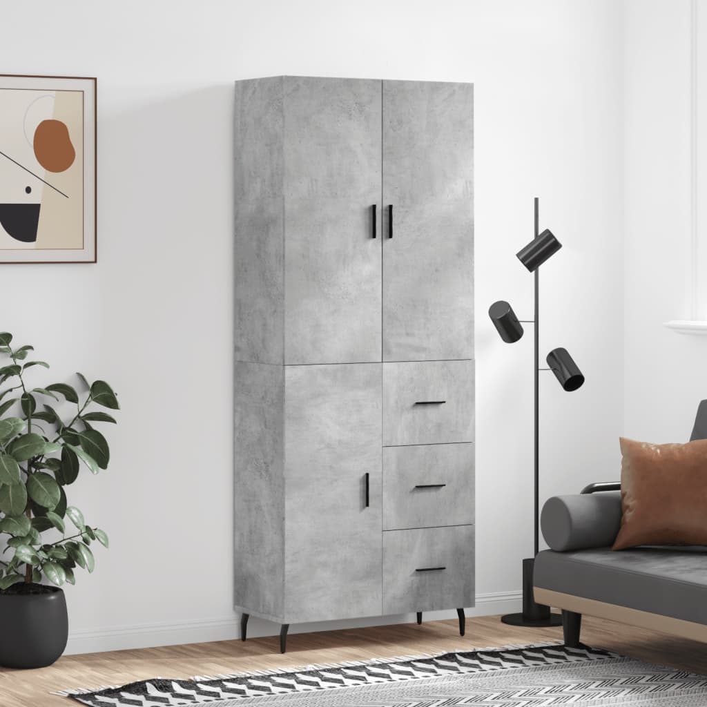 Dulap Înalt, Gri Sonoma, 69,5X34X180 Cm, Lemn Compozit