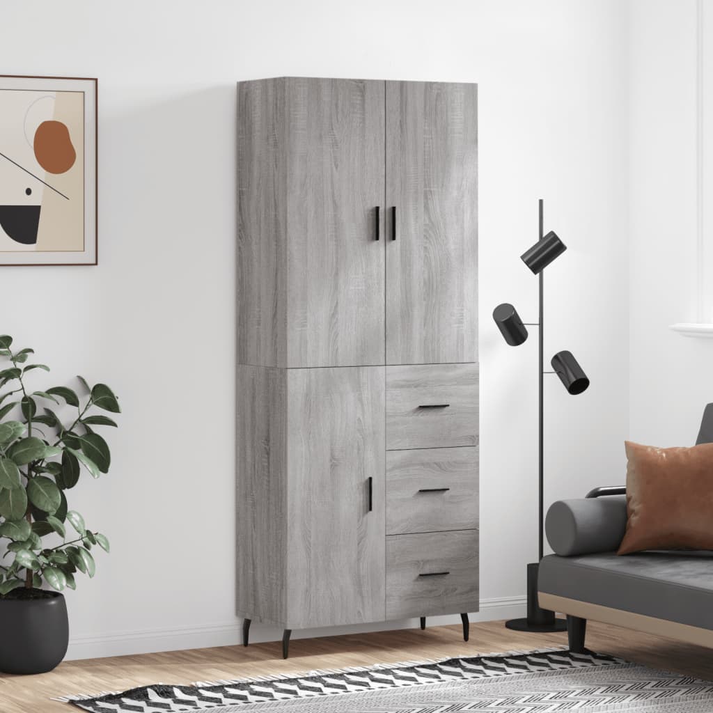 Dulap Înalt, Gri Sonoma, 69,5X34X180 Cm, Lemn Compozit