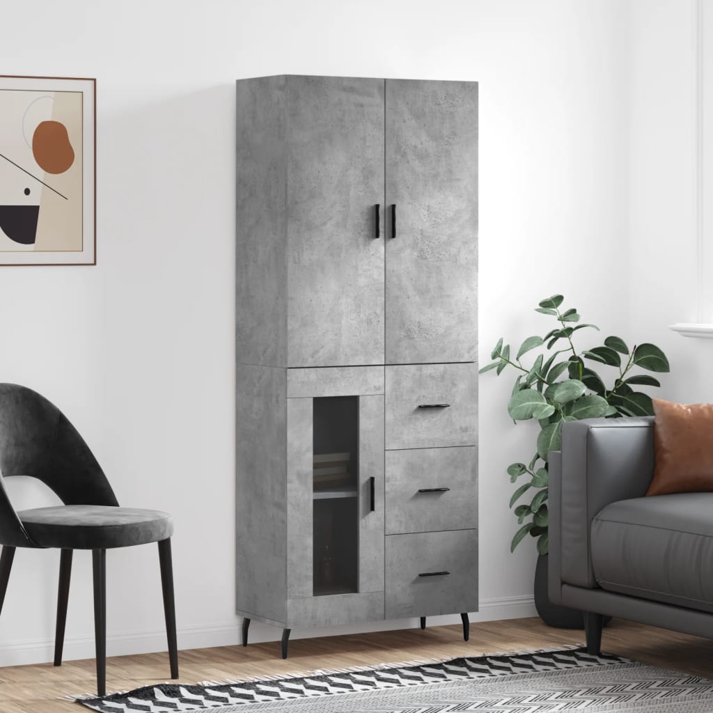 Dulap Înalt, Gri Sonoma, 69,5X34X180 Cm, Lemn Compozit
