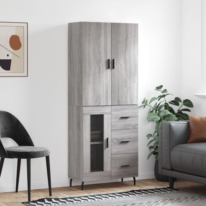 Dulap Înalt, Gri Sonoma, 69,5X34X180 Cm, Lemn Compozit