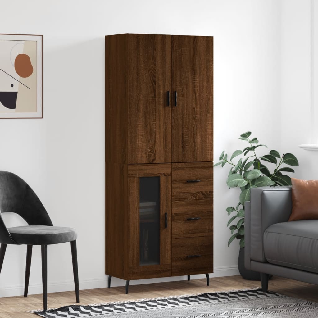 Dulap Înalt, Gri Sonoma, 69,5X34X180 Cm, Lemn Compozit