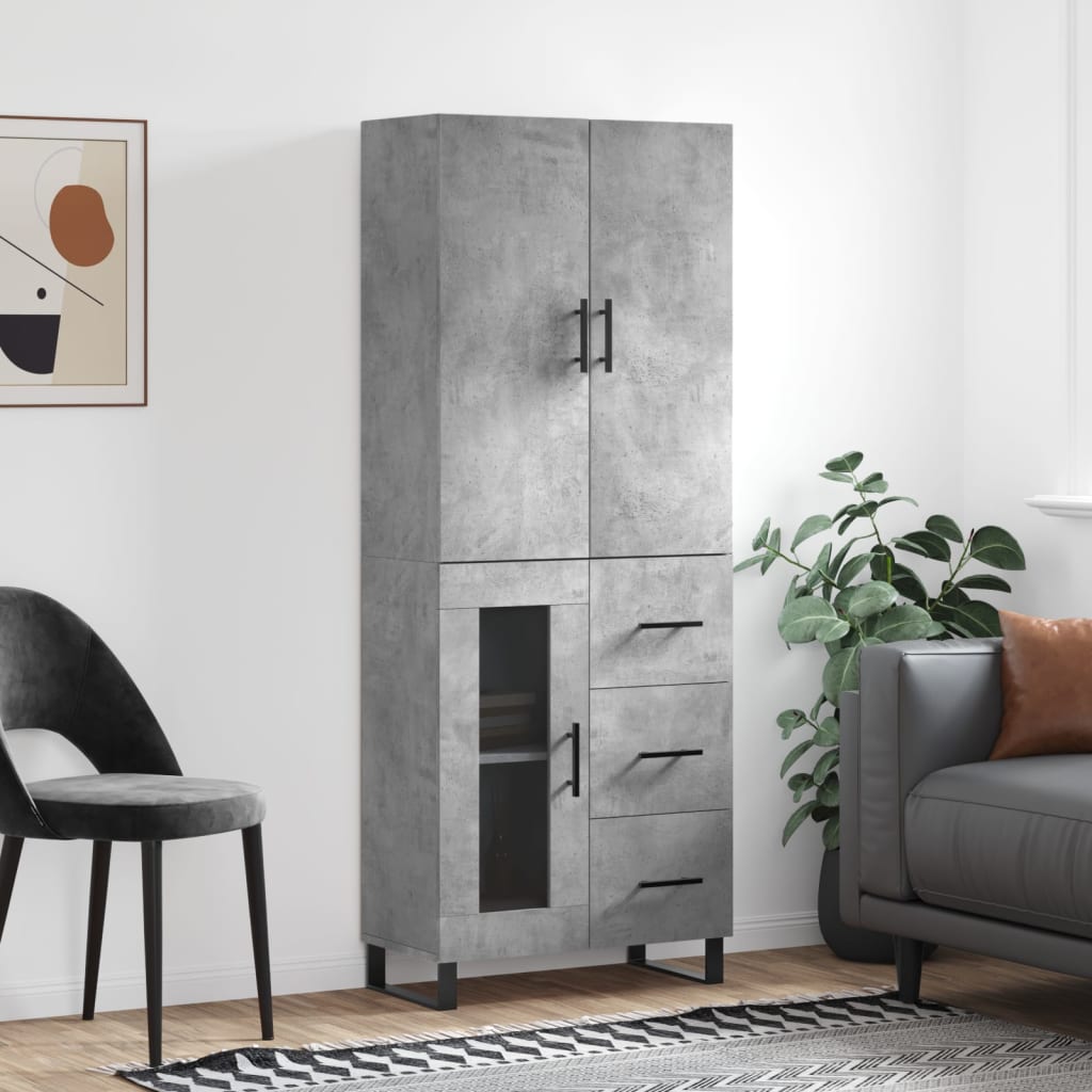 Dulap Înalt, Gri Sonoma, 69,5X34X180 Cm, Lemn Compozit