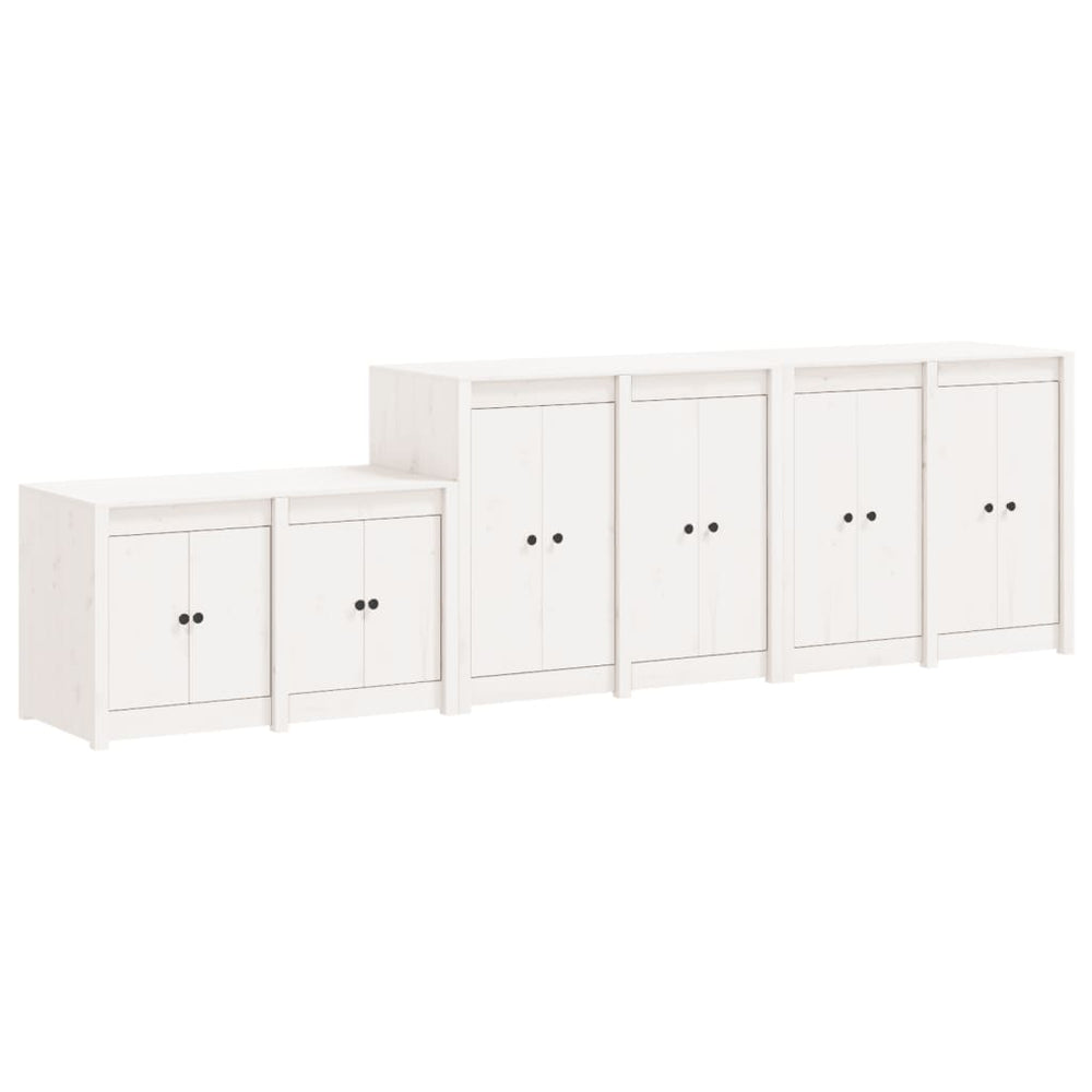 Dulapuri De Bucătărie De Exterior, 3 Buc., Alb, Lemn Masiv Pin