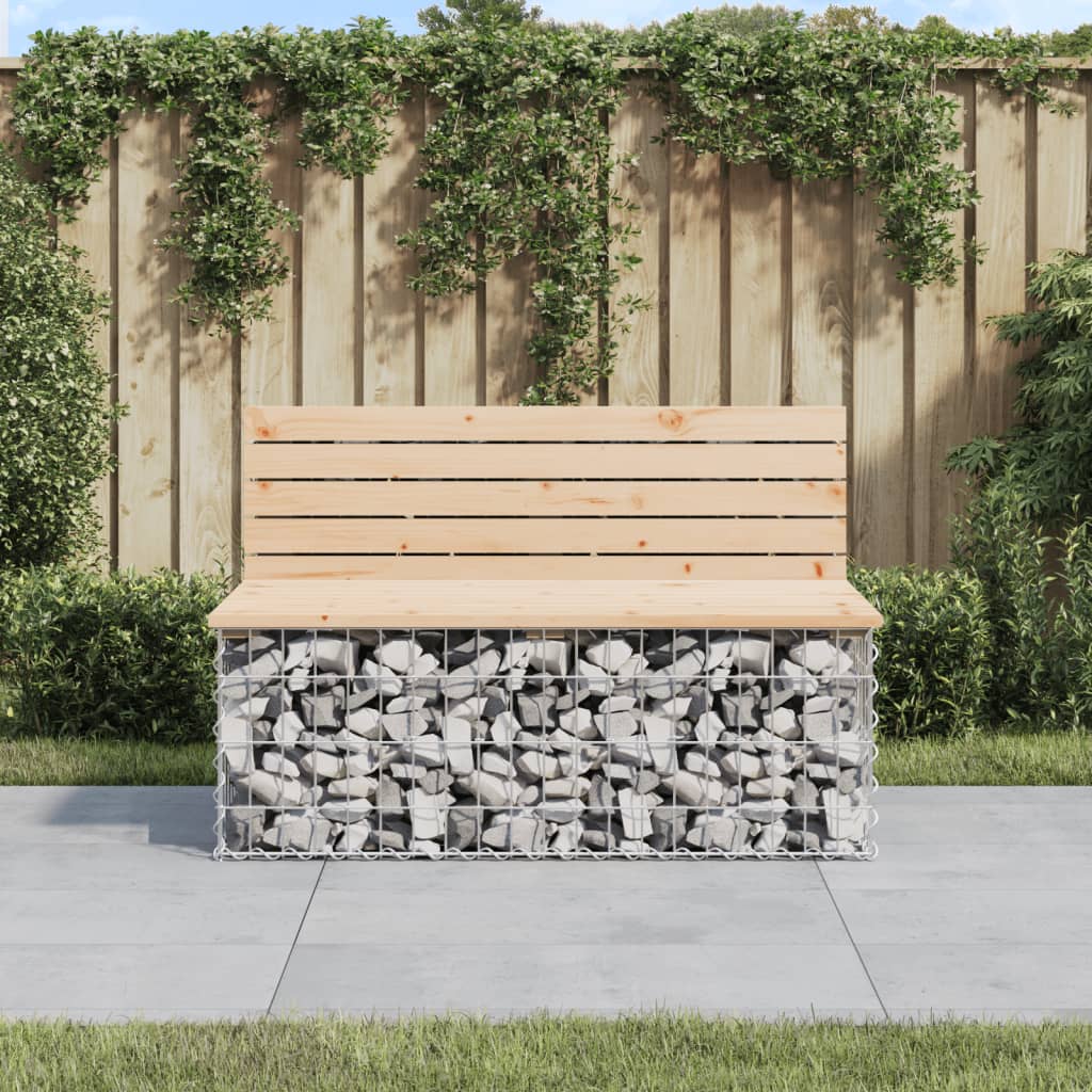 Bancă De Grădină, Design Gabion, 103X70X65Cm, Lemn Masiv De Pin