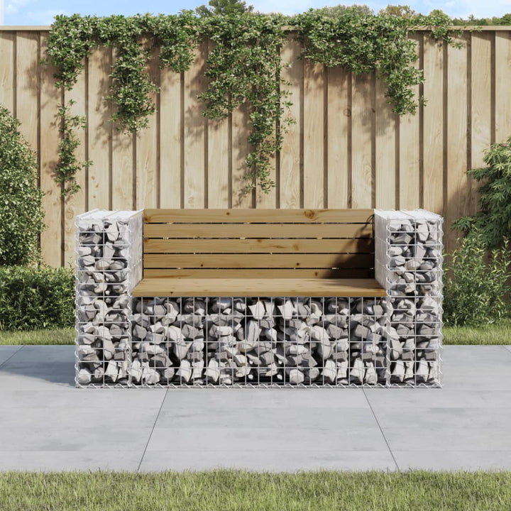Bancă De Grădină, Design Gabion, 103X70X65Cm, Lemn Masiv De Pin