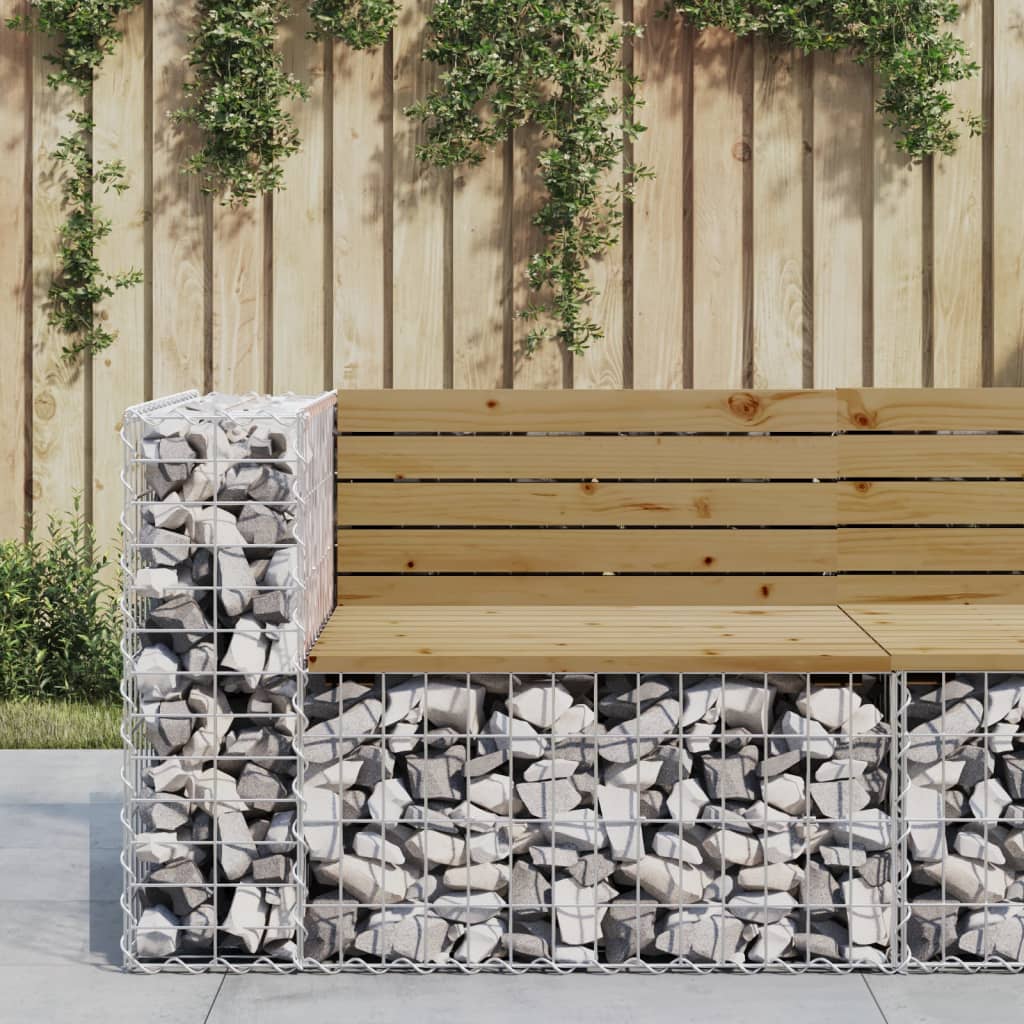 Bancă De Grădină, Design Gabion, 103X70X65Cm, Lemn Masiv De Pin