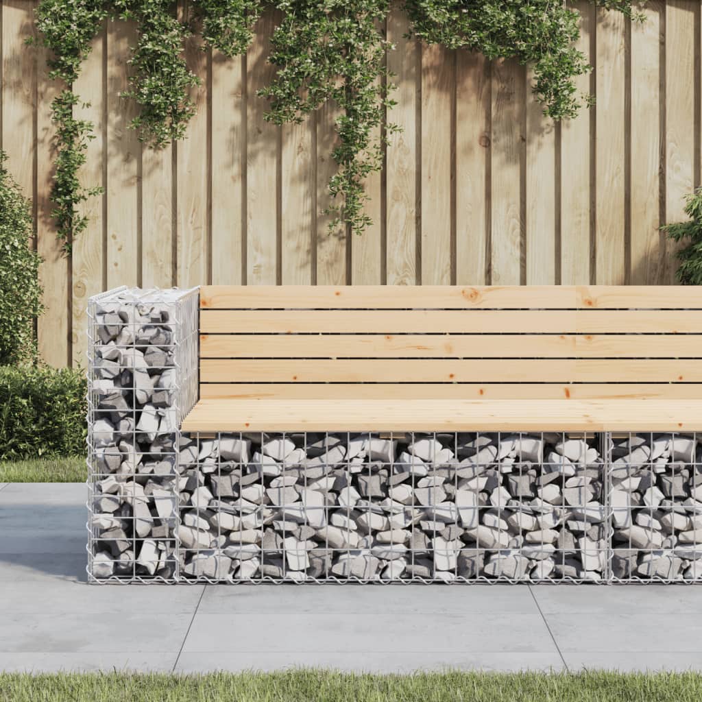 Bancă De Grădină, Design Gabion, 103X70X65Cm, Lemn Masiv De Pin