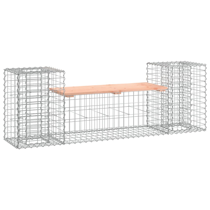 Bancă De Grădină Cu Gabion, 183X41X60,5 Cm, Lemn Masiv Douglas