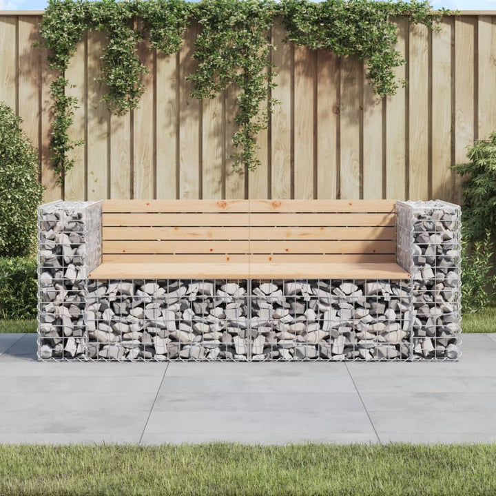 Bancă De Grădină Cu Gabion, 184X71X65,5 Cm, Lemn Masiv Douglas