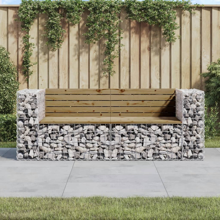 Bancă De Grădină Cu Gabion, 184X71X65,5 Cm, Lemn Masiv Douglas